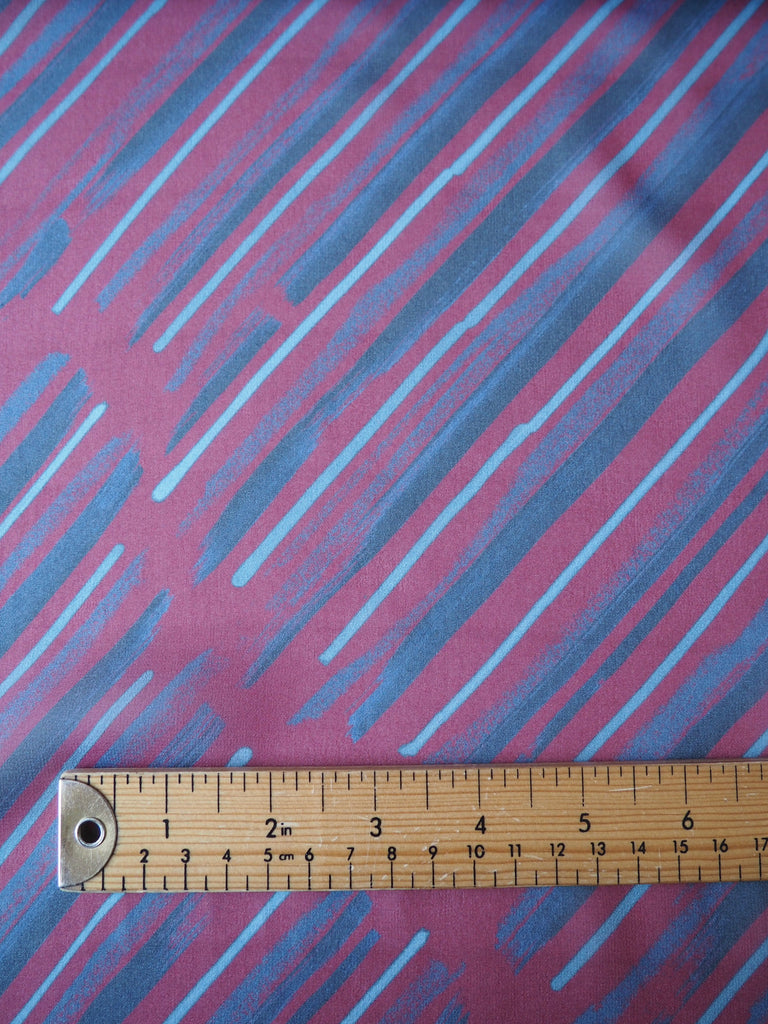 Burgundy and Navy Bias Brushstroke Chiffon