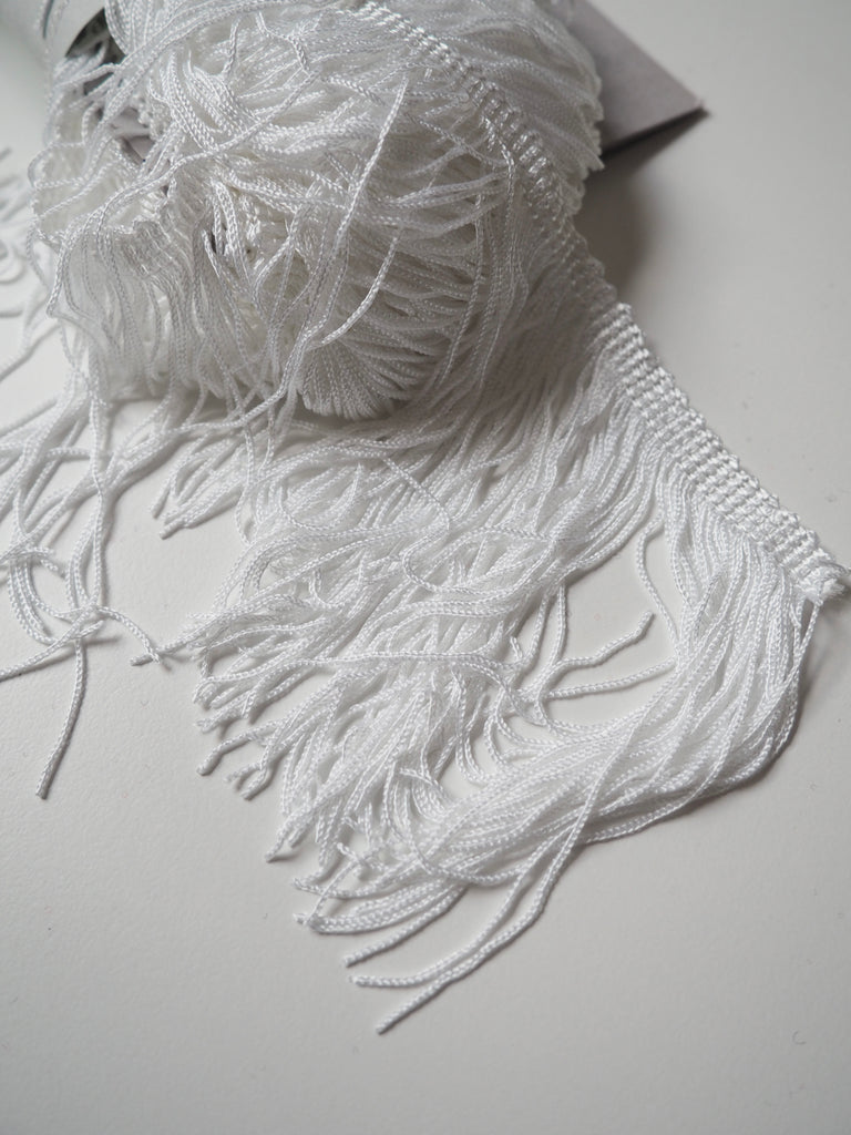 White Chainette Fringe 10cm