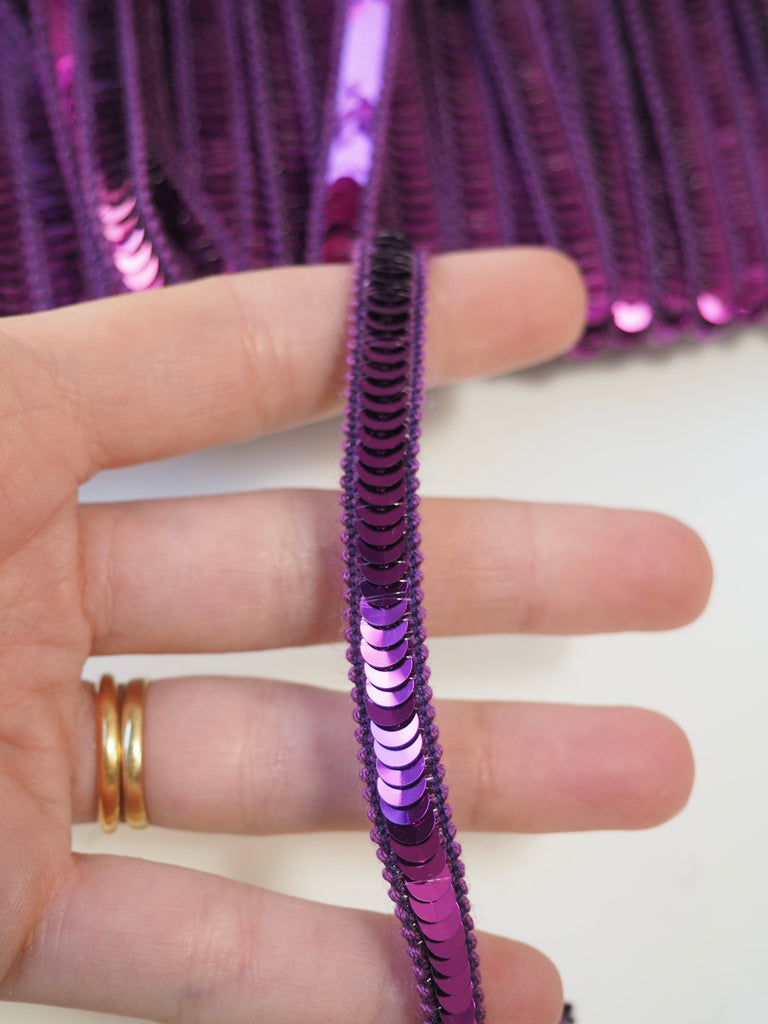 Purple Sequin Elastic Trim 8mm