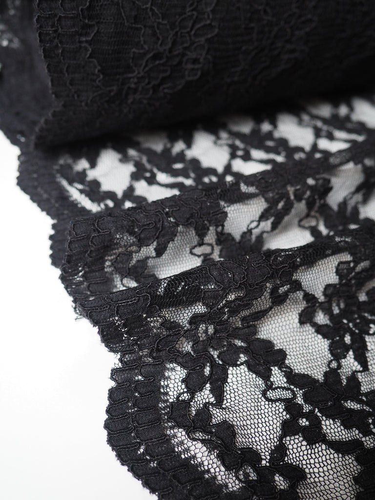 Black Scalloped Corded Lace