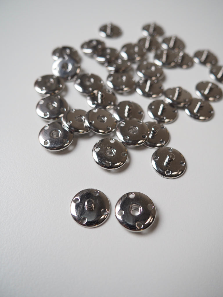 Sleek Silver Sew-On Press Studs 14mm - 10 pairs