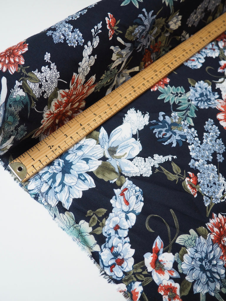 Navy Floral Printed Viscose