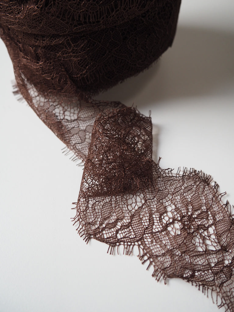 Hera Chocolate Lace Trim 75mm