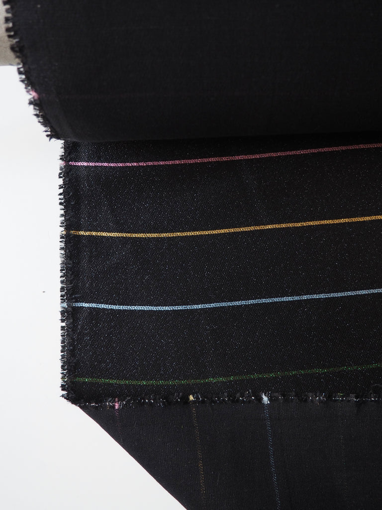 Black Rainbow Lurex Stripe Viscose