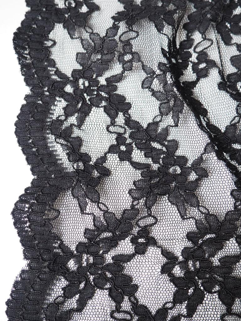 Black Scalloped Corded Lace