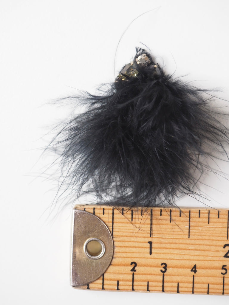 Black Marabou Feather Gem Motif