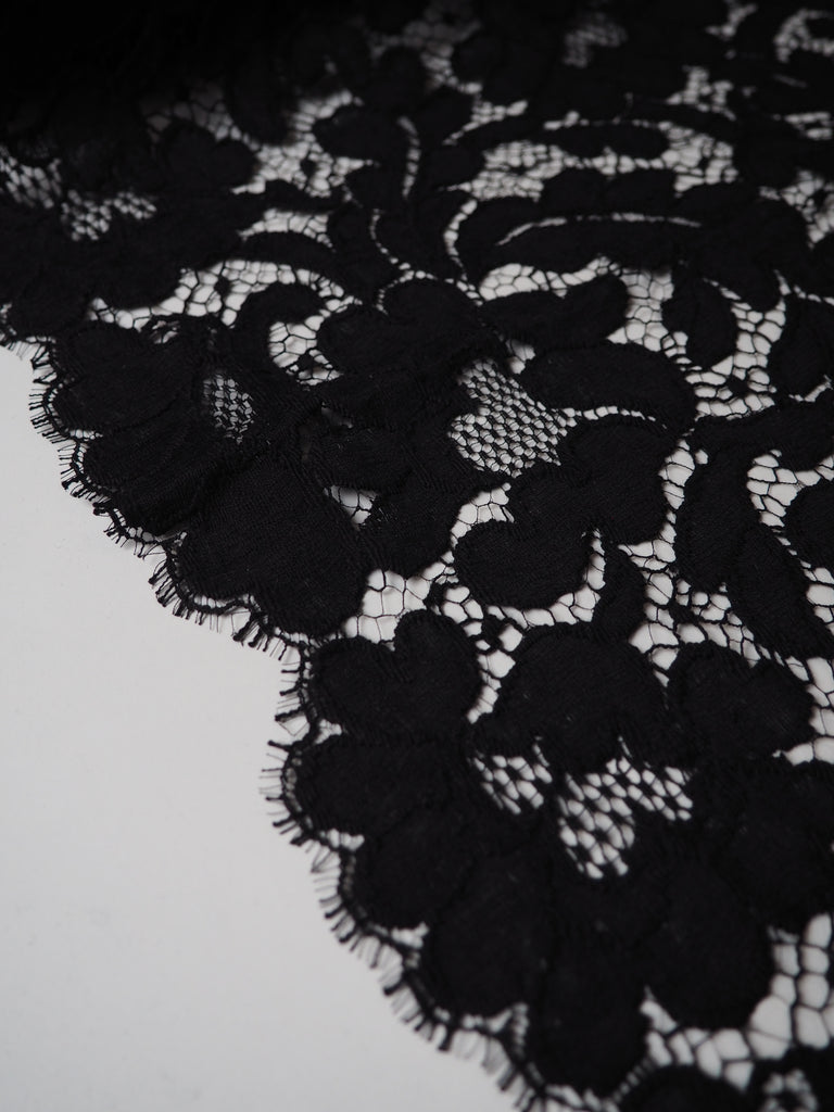 Black Leafy Scallop French Lace