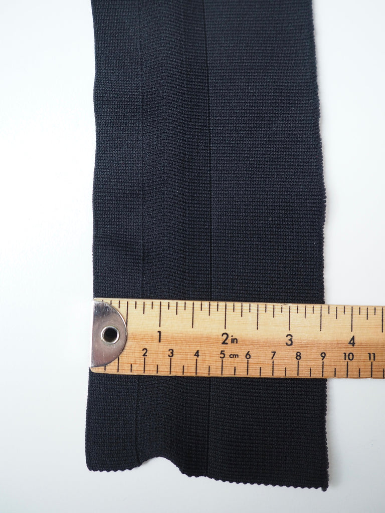 Black Herringbone Cotton Double Ribbed Cuff 4cm