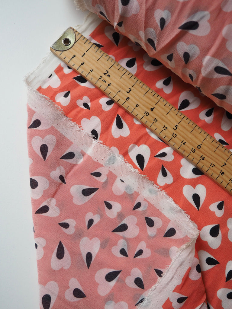 Watermelon Heart Silk Crepe De Chine