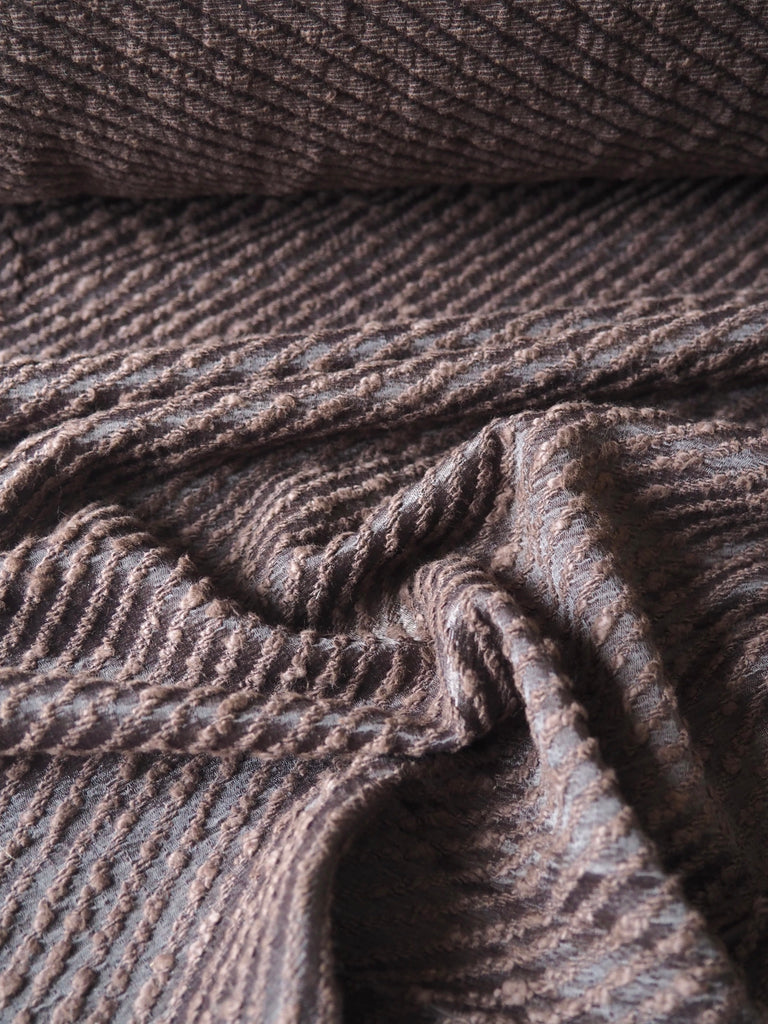 Chocolate Brown Cotton Bouclé Twill