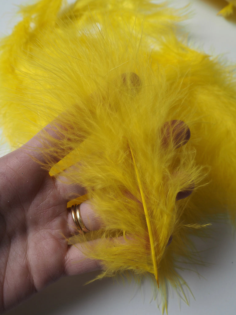 Yellow Turkey Coquille Feathers - 20 pieces