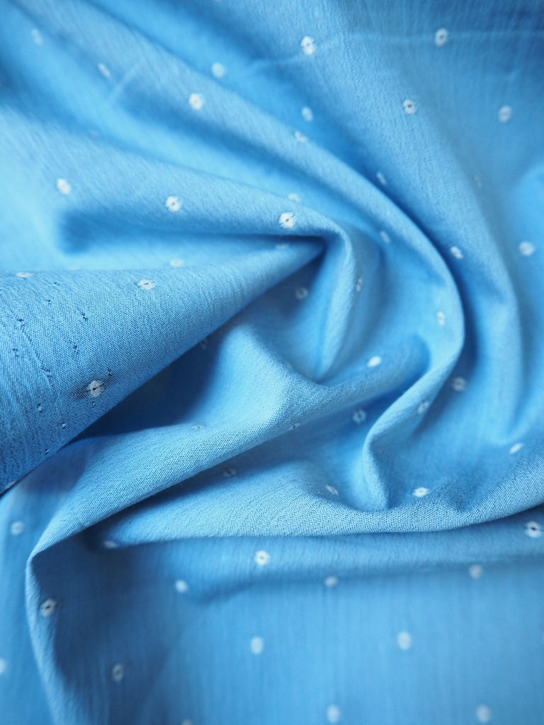 Blue Cotton Sateen Swiss Dot