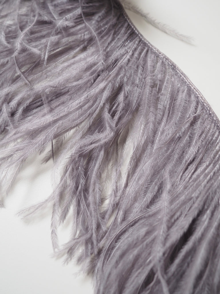 Grey Ostrich Feather Fringing