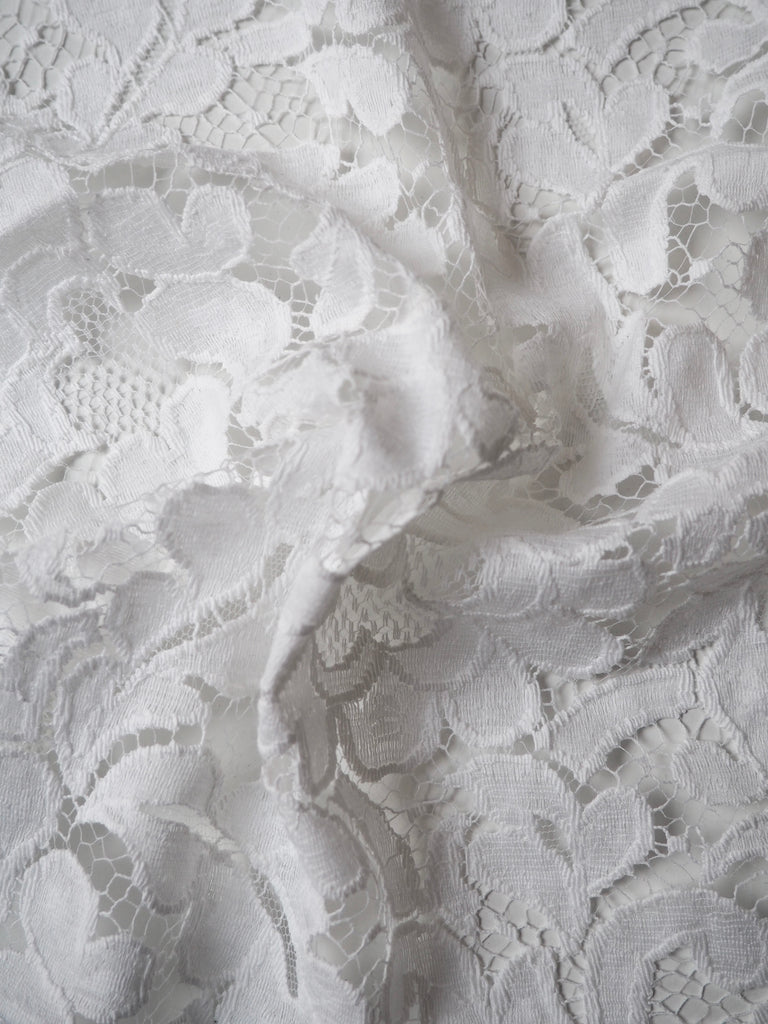 White Leafy Scallop French Lace