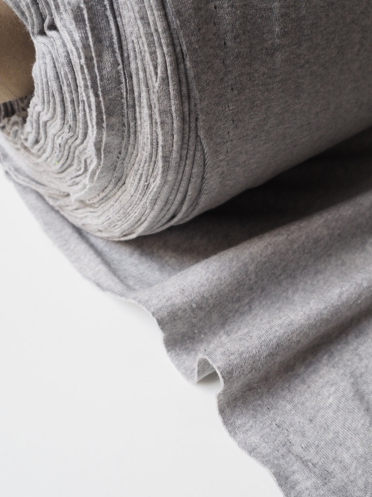 Grey Cotton 1x1 Rib Jersey