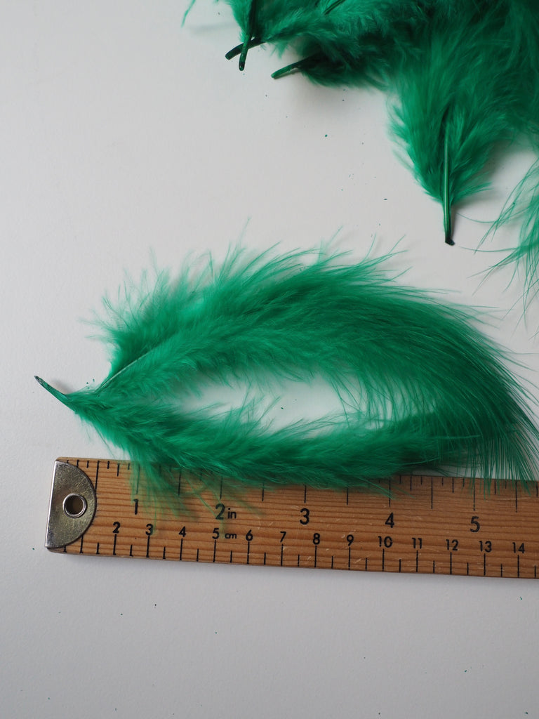 Emerald Turkey Coquille Feathers - 20 pieces