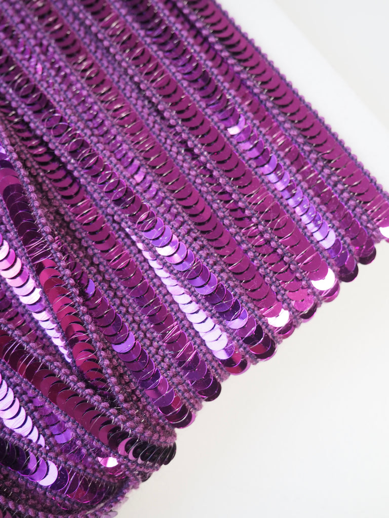 Purple Sequin Elastic Trim 8mm