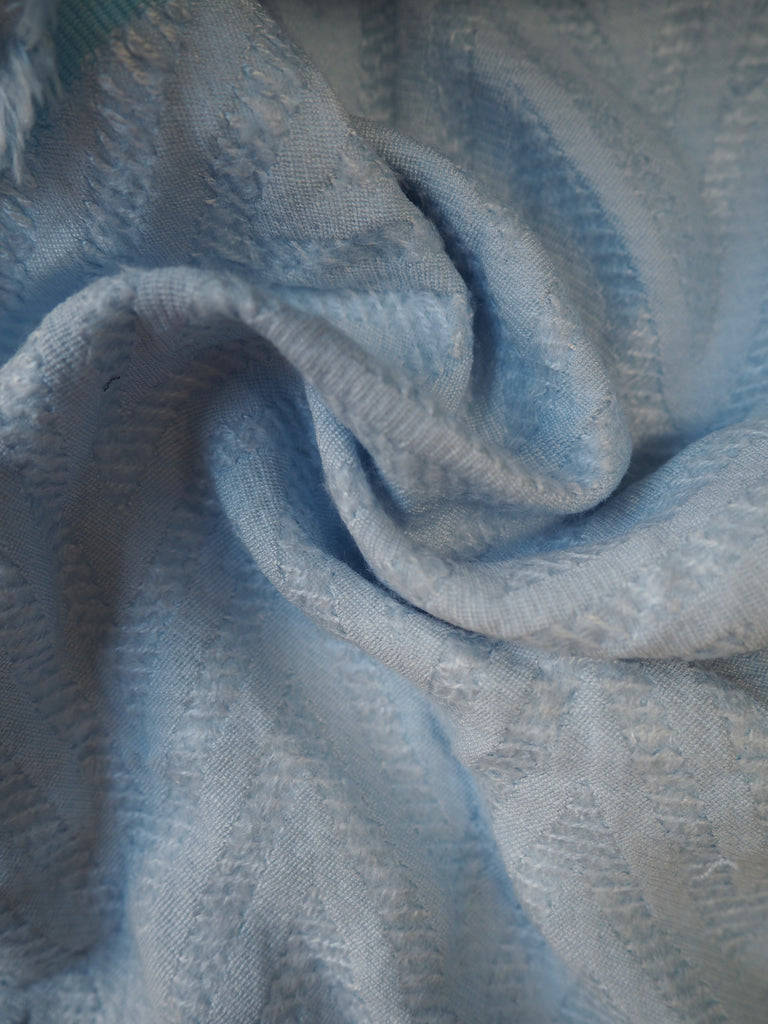 Ice Blue Viscose Chevron Jacquard