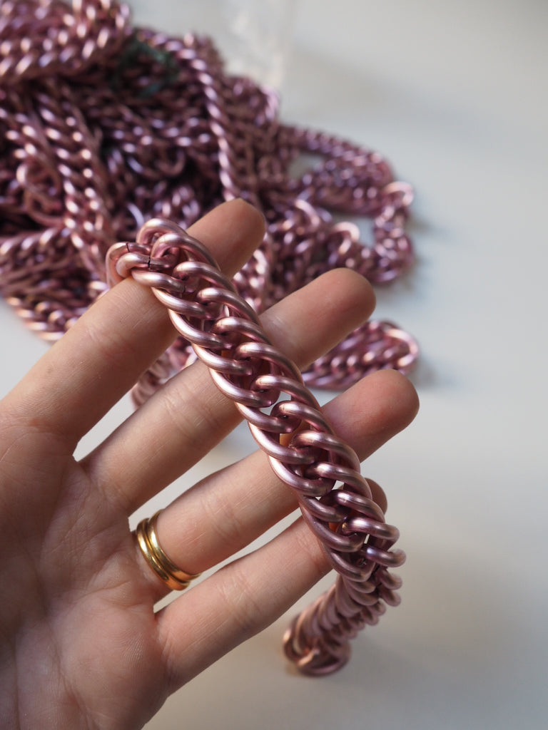 Pink Pearl Metal Chain 15mm