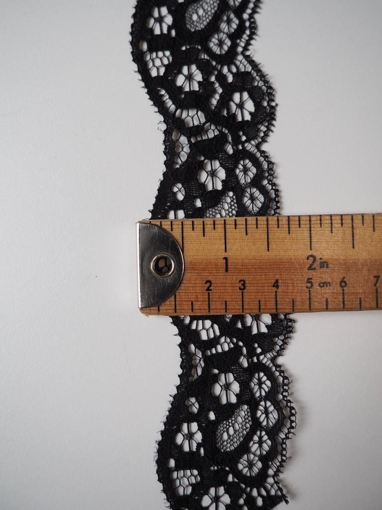 Rhea Black Lace Trim 40mm