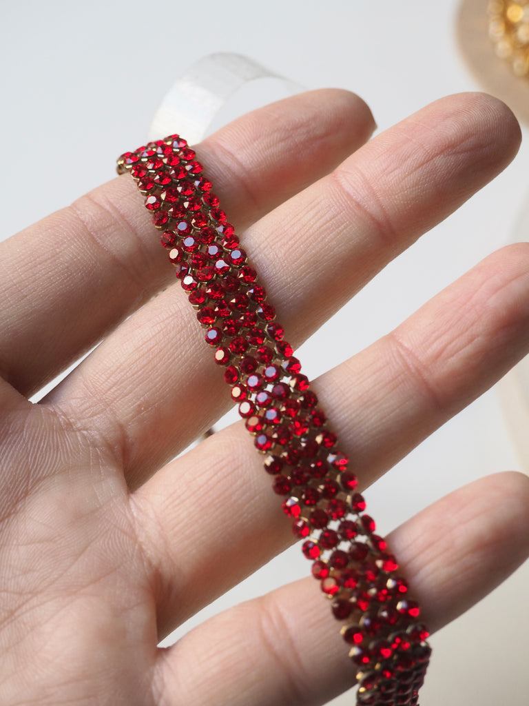 Swarovski Narrow Ruby Crystal Chainmail Trim 10mm