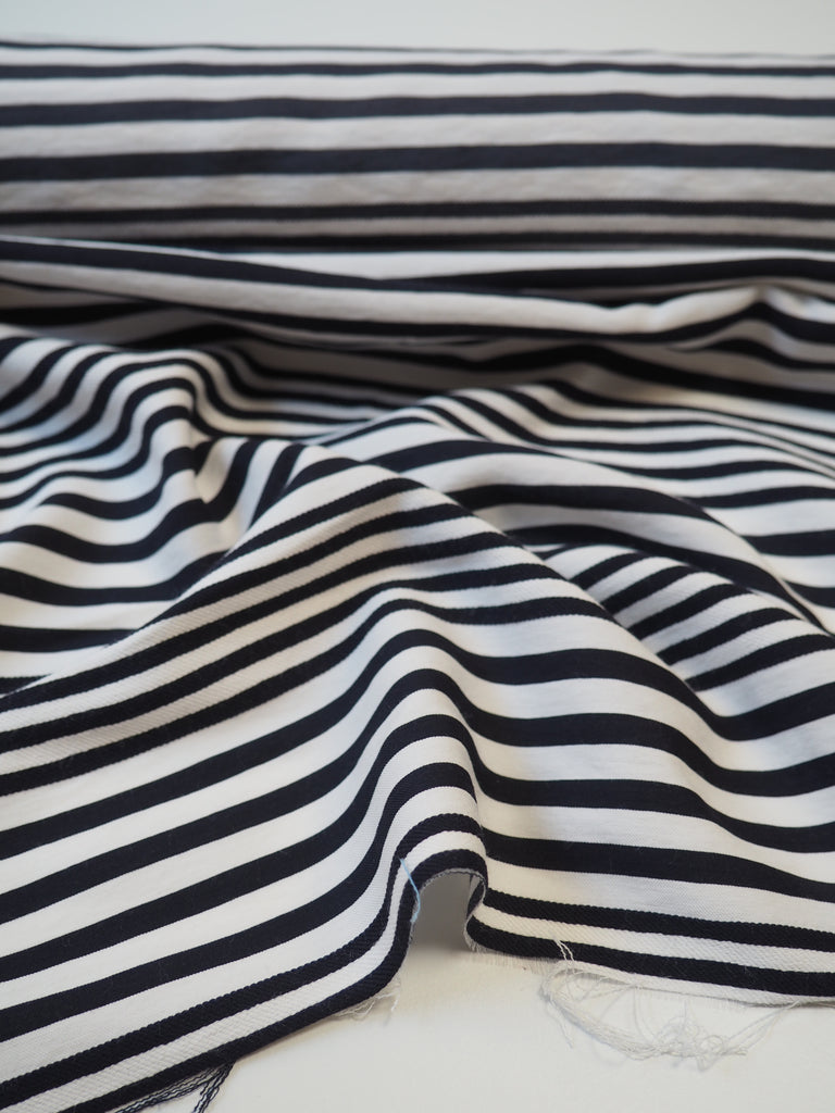 Midnight and White Stripe Twill