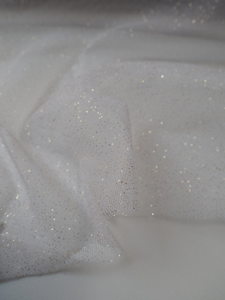 White Gold Glitter Tulle