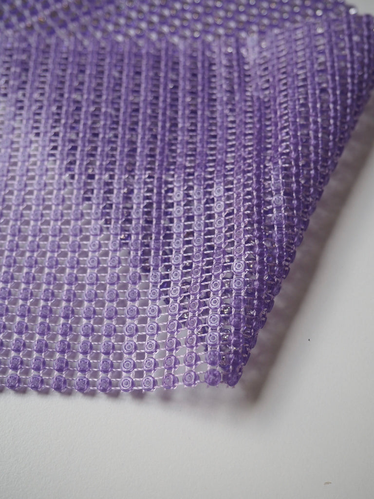 Purple Diamanté Mesh Trim