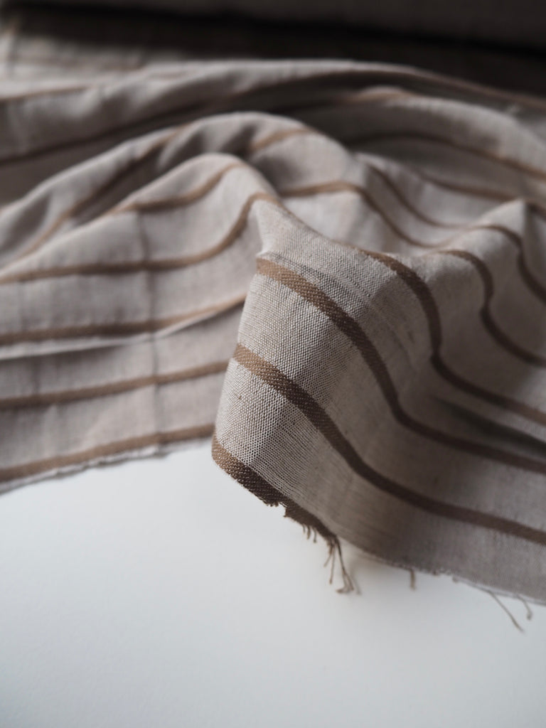 Latte Stripe Cotton Chambray