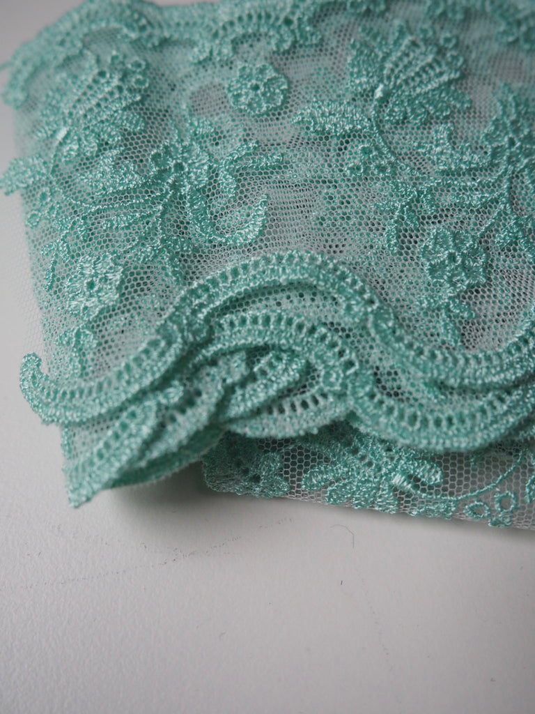 Aphrodite Aqua Lace Trim 85mm