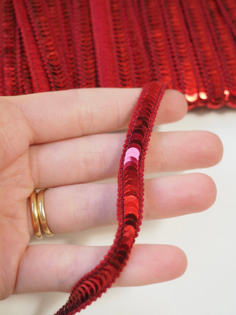 Ruby Sequin Elastic Trim 8mm