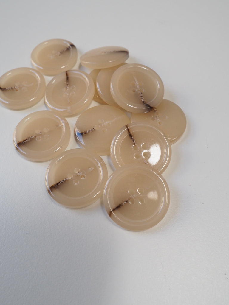 Natural Faux-Horn Plastic Button 28mm