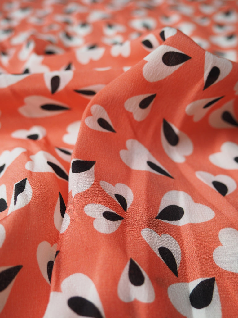 Watermelon Heart Silk Crepe De Chine