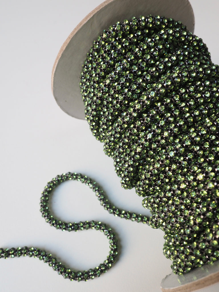 Pistachio Crystal Tube Chain Trim - 7mm