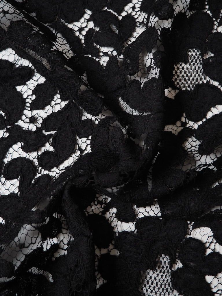 Black Leafy Scallop French Lace