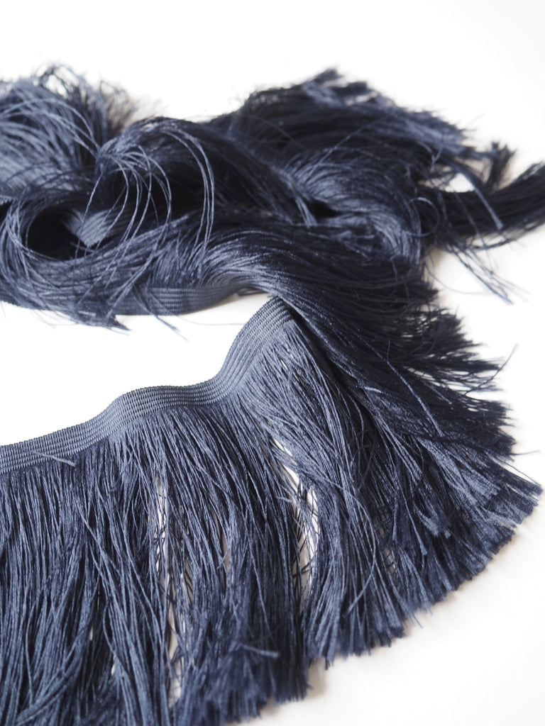 Midnight Feather Fringe Trim 10cm