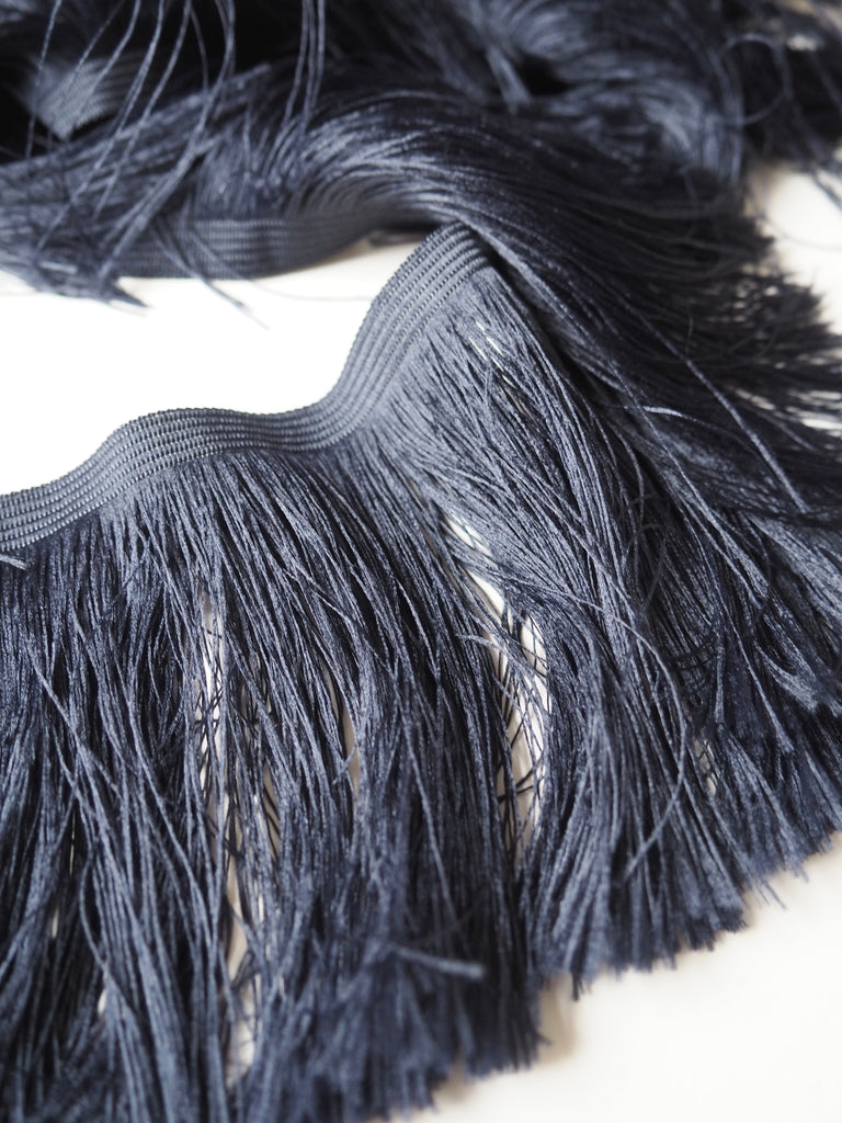 Midnight Feather Fringe Trim 10cm