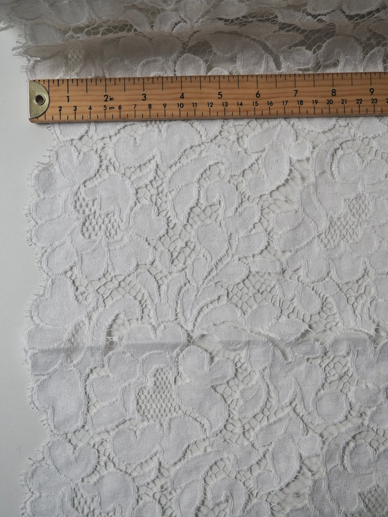 White Leafy Scallop French Lace