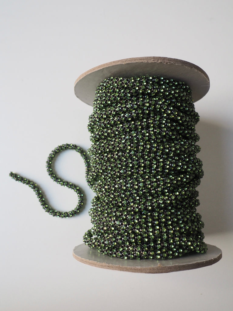 Pistachio Crystal Tube Chain Trim - 7mm