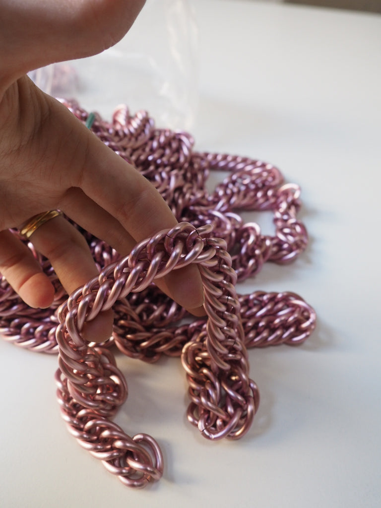 Pink Pearl Metal Chain 15mm