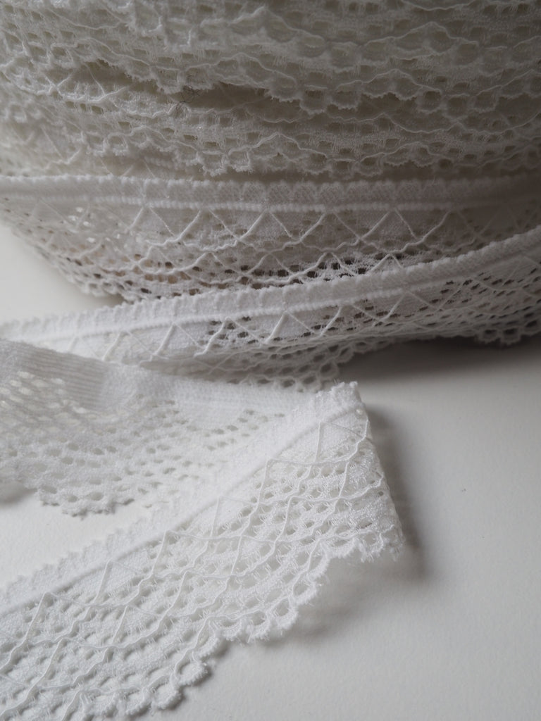 White Scalloped Stretch Lace Trim