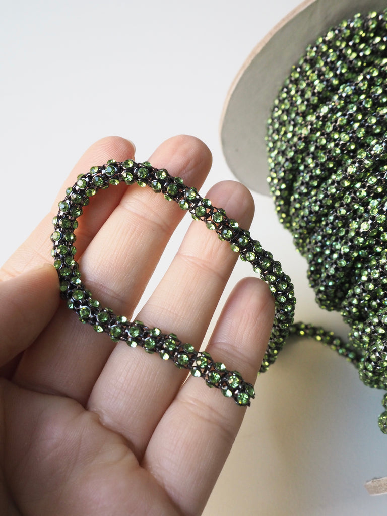 Pistachio Crystal Tube Chain Trim - 7mm