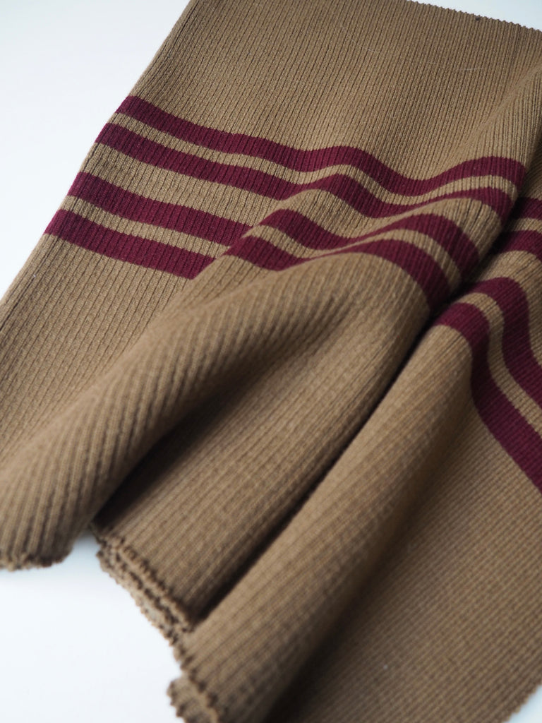 Chunky Brown + Wine Stripe Knit Panels 21cm