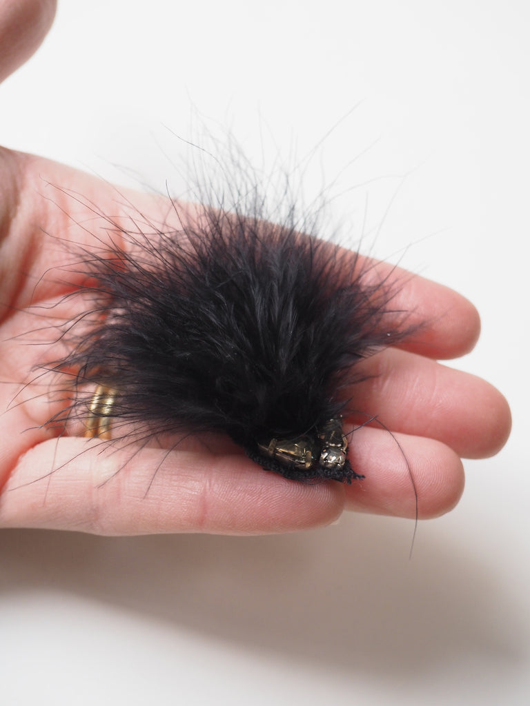 Black Marabou Feather Gem Motif