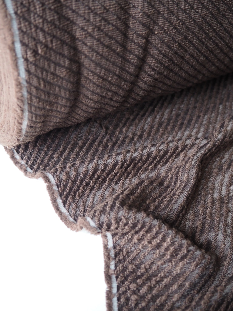 Chocolate Brown Cotton Bouclé Twill