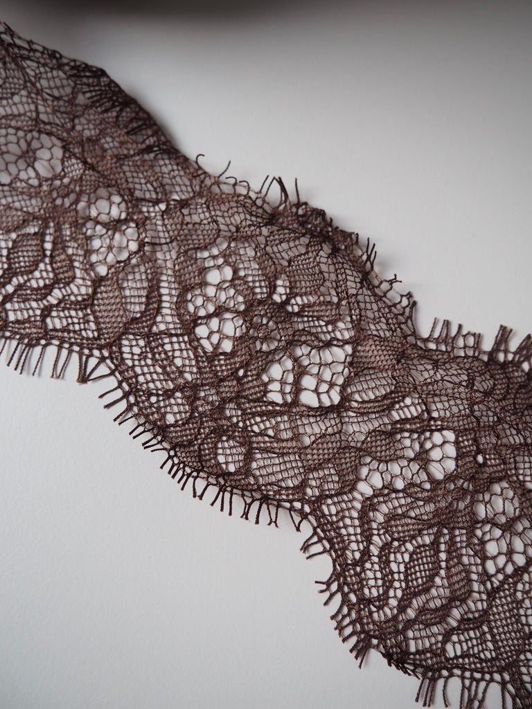 Hera Chocolate Lace Trim 75mm