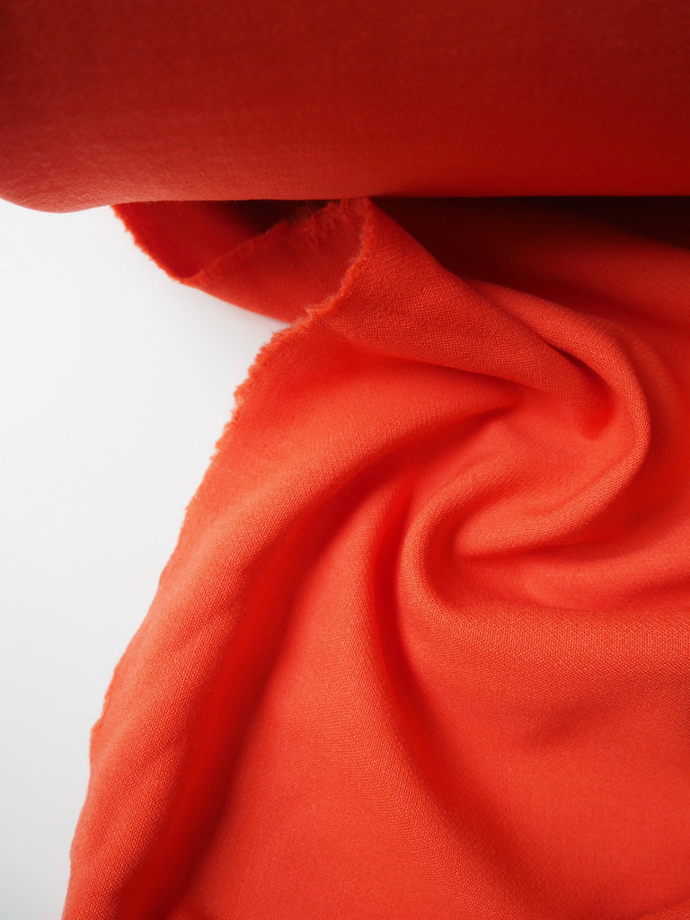 Orange Stretch Double Wool Crepe