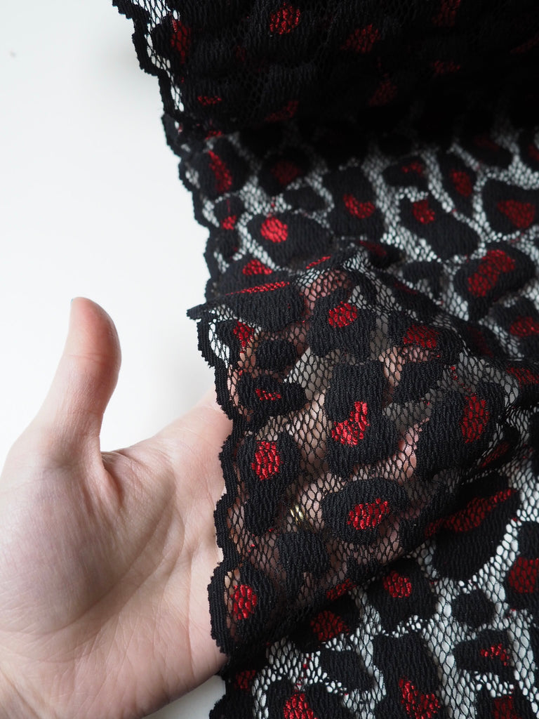 Red Leopard Stretch Lace