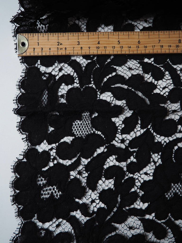 Black Leafy Scallop French Lace