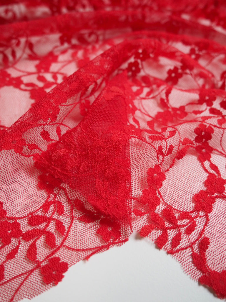 Red Trailing Flower Stretch Lace